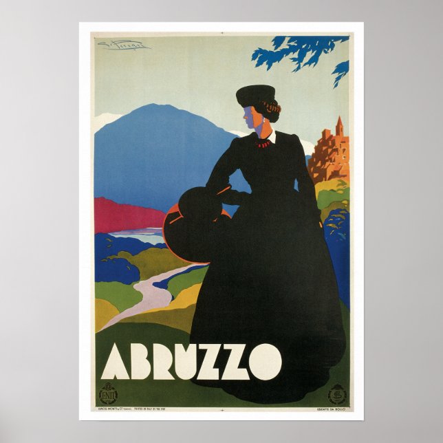 Póster Abruzzo Italia Viaje de Vintage (Frente)