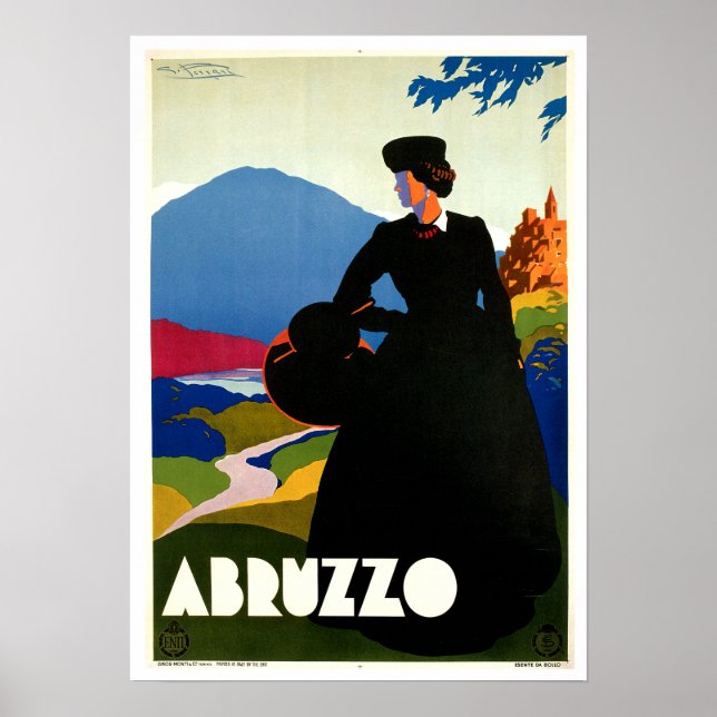 Póster Abruzzo Italy Vintage Travel Art (Frente)