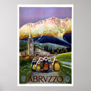Póster Abruzzo restaurado viaje italiano vintage