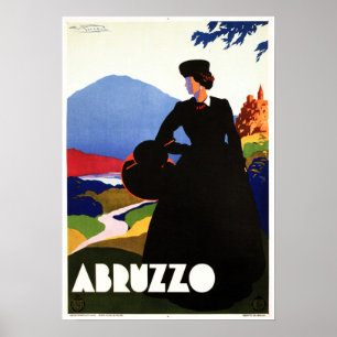 Póster ABRUZZO ROME Art Deco Viaje italiano de época