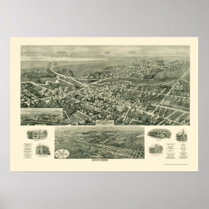 Póster Absecon, Mapa Panorámico NJ - 1924