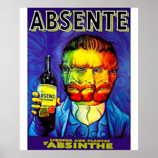 Póster Absente Absinthe Van Gogh Parody Vintage