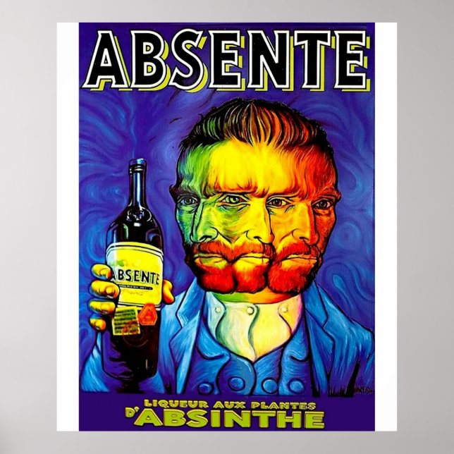 Póster Absente Absinthe Van Gogh Parody Vintage (Frente)