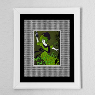 Póster Absinthe en la frontera verde de cosecha y Harlequ