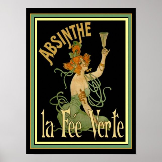 Póster Absinthe La Fee Verte 12 x 16 Imprimir (Frente)