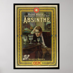 Póster Absinthe playbill anuncio de juego añejo