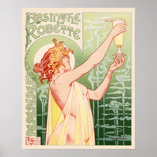 Póster Absinthe Robette Vintage Poster de Publicidad Fran (Frente)