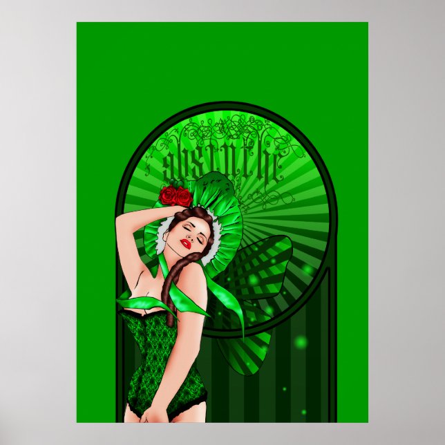 Póster absinthe victorian green fairy poster (Frente)