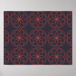 Póster Absorción de flores geométricas elegantes, lindas