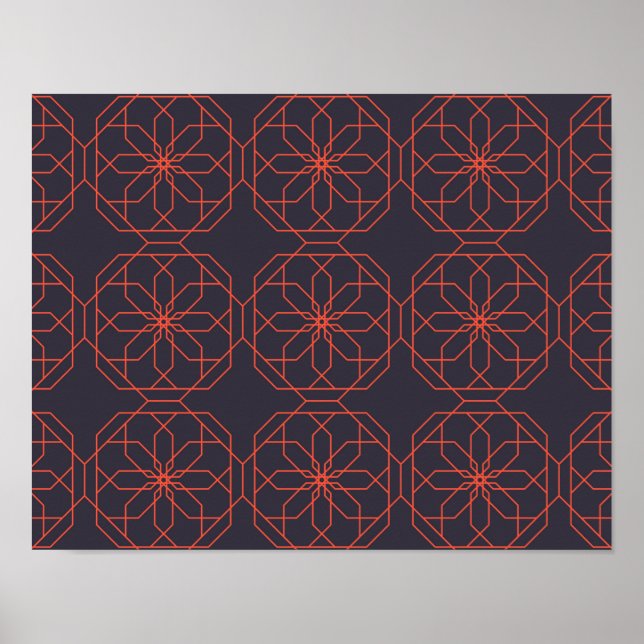 Póster Absorción de flores geométricas elegantes, lindas  (Frente)