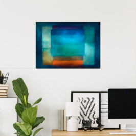 Póster Abstr Campo de Color Azul Serenidad Zen Celestial