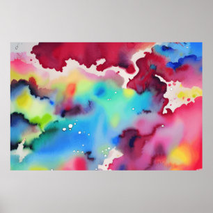 Póster Abstracción acuarela muchos colores Diseño interio