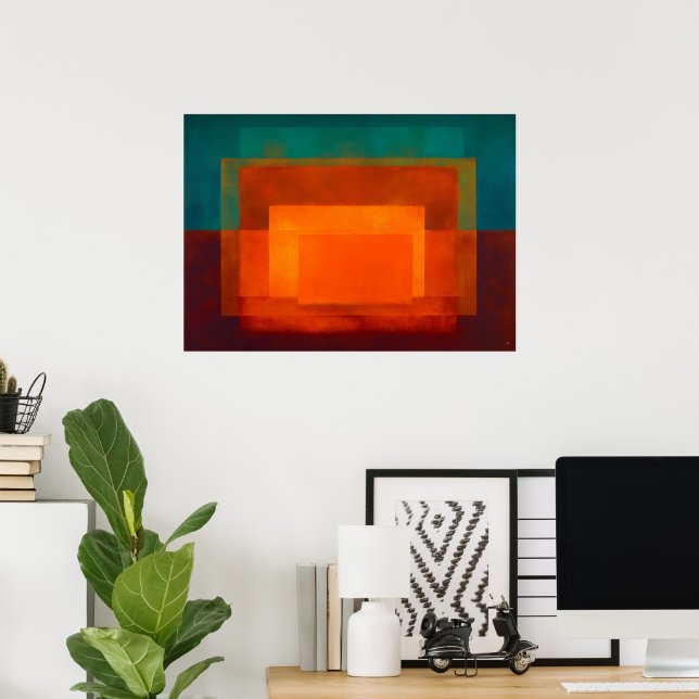 Póster Abstracción Campo de Color Esmeralda Celestial Zen (Oficina en casa)