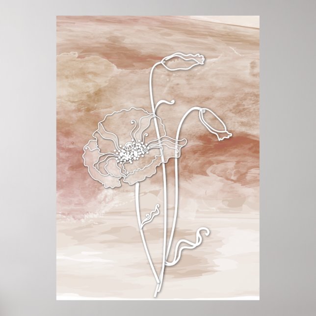 Póster Abstracción de arena marrón acuarela y cachorros 2 (Frente)