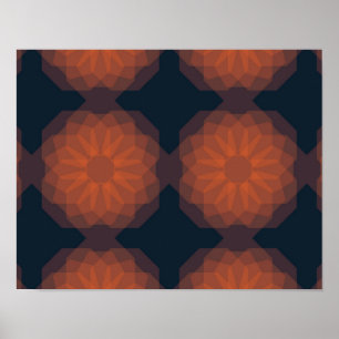 Póster abstracción de flor geométrica moderna y naranja