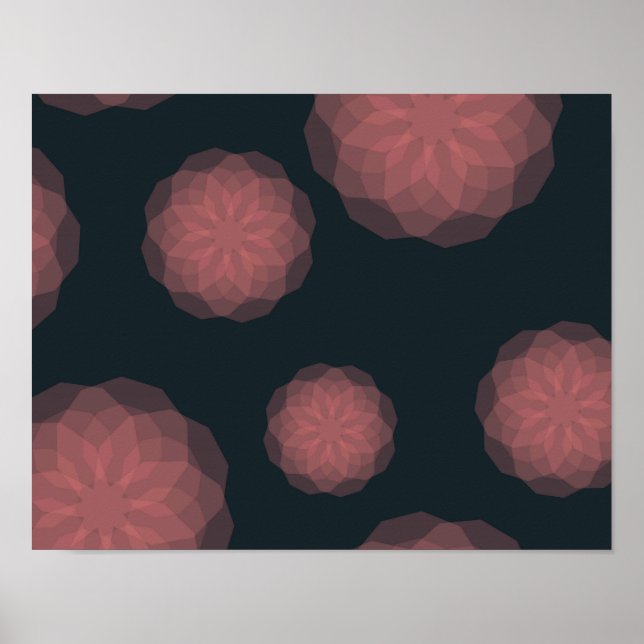 Póster abstracción de flor rosa, geométrica, fresca y mod (Frente)