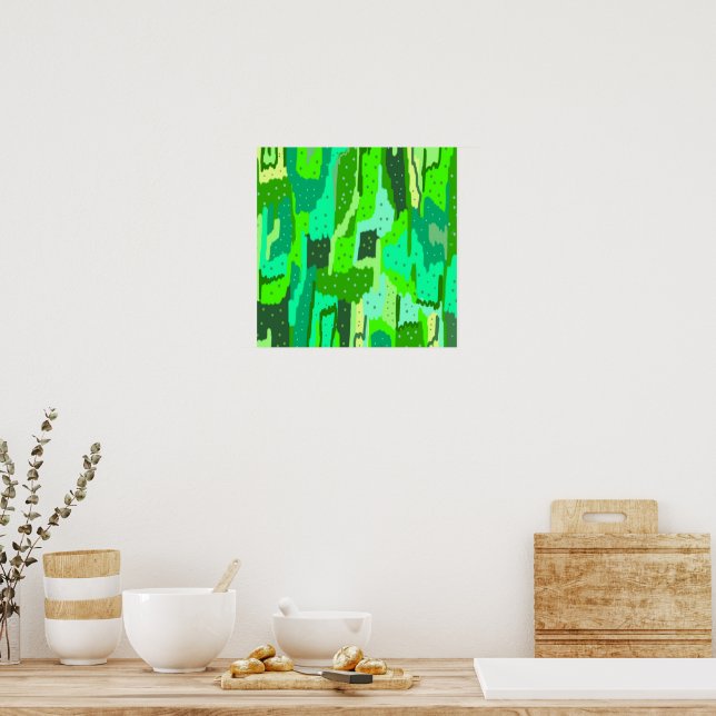 Póster Abstracción de Follaje Verde (Cocina)