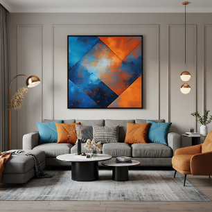 Póster Abstracción de fuego y azul