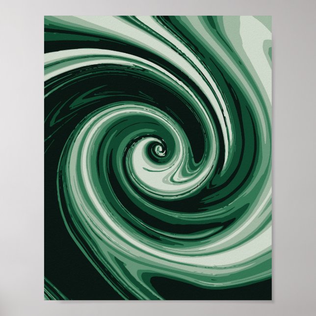 Póster Abstracción de la marea verde esmeralda (Frente)