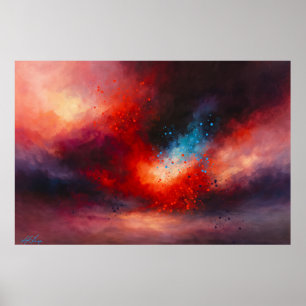 Póster Abstracción de Lluvia de Brasas Celestiales