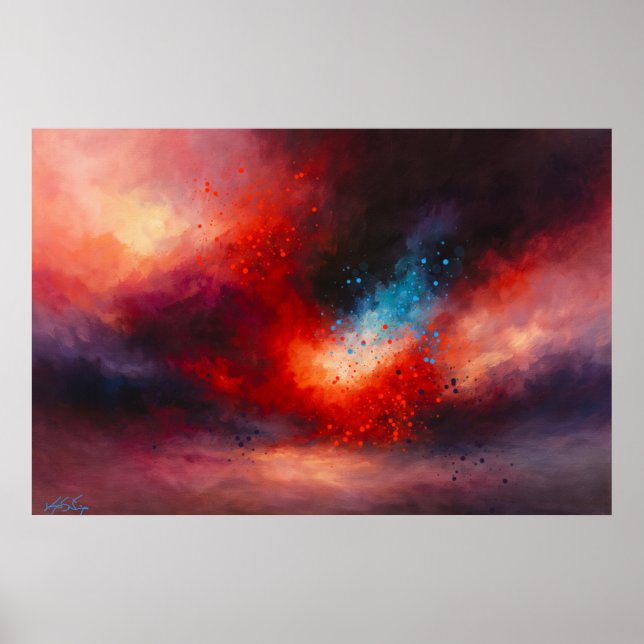 Póster Abstracción de Lluvia de Brasas Celestiales (Frente)