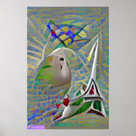 Póster Abstracción - dos pájaros volando sobre una mayorí