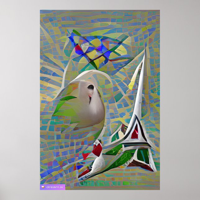Póster Abstracción - dos pájaros volando sobre una mayorí (Frente)