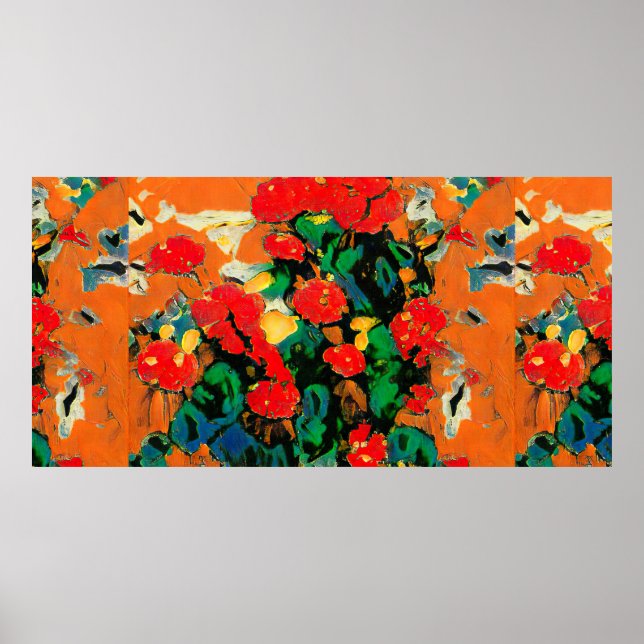 Póster Abstracción floral basada en las obras de Van Gogh (Frente)