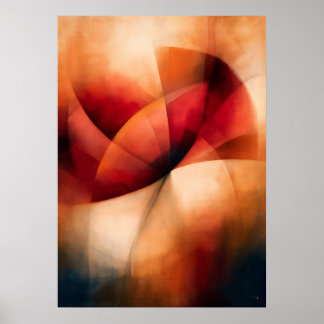 Póster Abstracción floral cubista de amapola keshi
