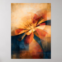 Abstracción floral cubista de caléndula dorada