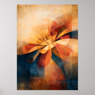 Póster Abstracción floral cubista de caléndula dorada