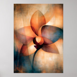 Póster Abstracción floral cubista de orquídea ran