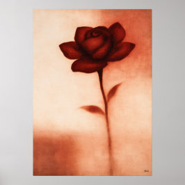 Póster Abstracción floral japonesa de rosa roja