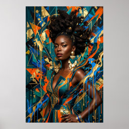 Póster Abstracción Geométrica Afrofuturismo Moda Negra Qu