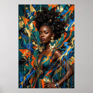 Póster Abstracción Geométrica Afrofuturismo Moda Negra Qu
