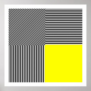 Póster Abstracción geométrica, cuadrado amarillo con fran