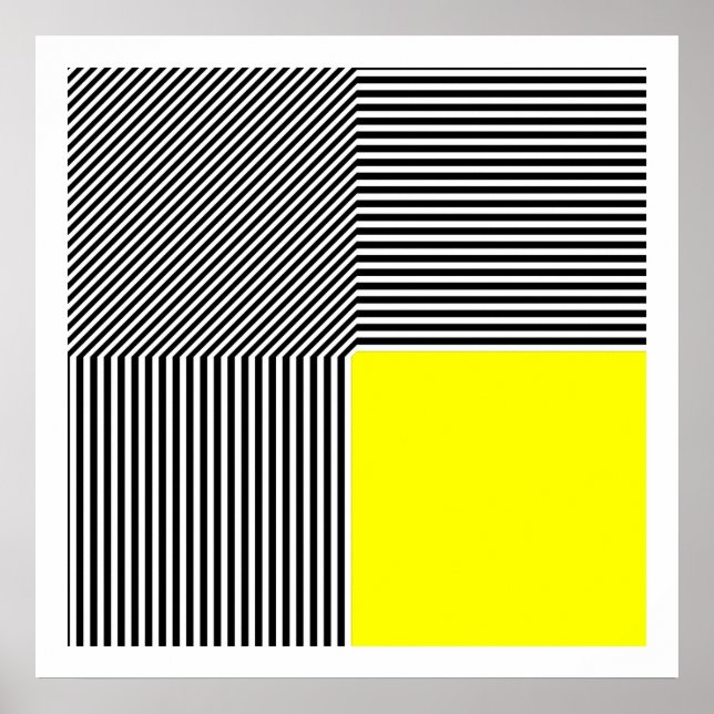 Póster Abstracción geométrica, cuadrado amarillo con fran (Frente)