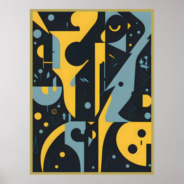 Póster Abstracción geométrica: Formas negrita, diseño vib (Frente)
