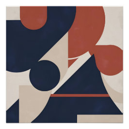 Póster Abstracción geométrica moderna - marina, óxido y b