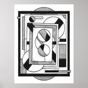 Póster Abstracción geométrica moderna monocroma