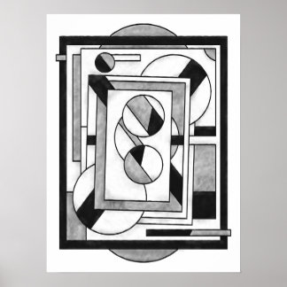Póster Abstracción geométrica moderna monocroma