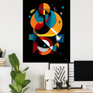 Póster Abstracción geométrica moderna: órbita Bauhaus