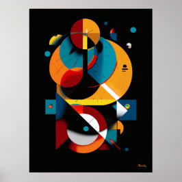 Póster Abstracción geométrica moderna: órbita Bauhaus