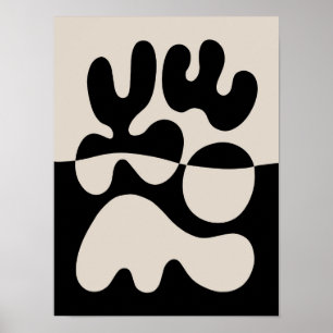 Póster Abstracción orgánica moderna de mediados del siglo