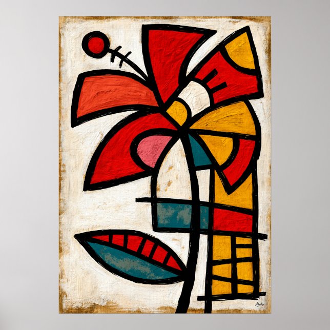 Póster Abstracción Tribal de Hibisco (Frente)