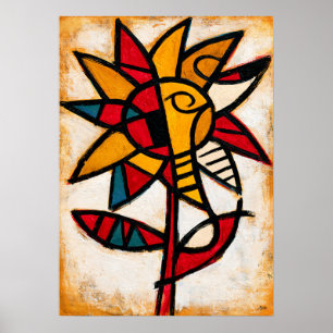 Póster Abstracción Tribal Girasol Himawari