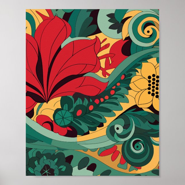 Póster Abstración Floral vibrante (Frente)