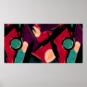 Póster Abstract acrylic modern painting fragment. Colorfu
