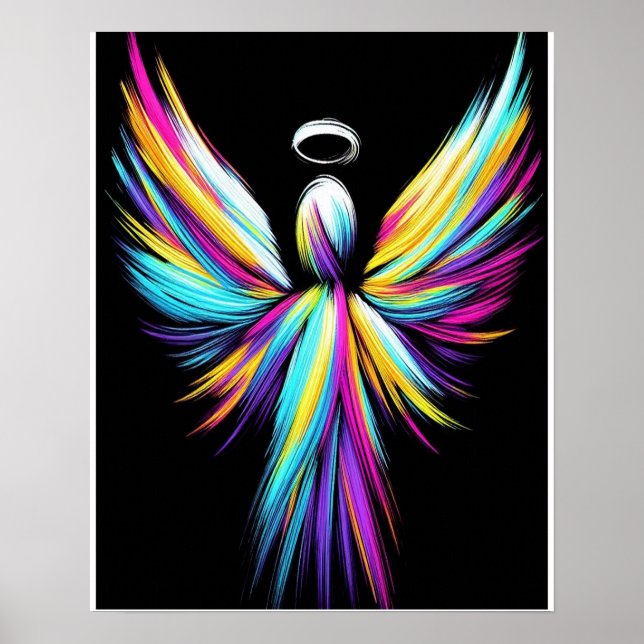 Póster Abstract Angel In a Rainbow of Colors (Frente)