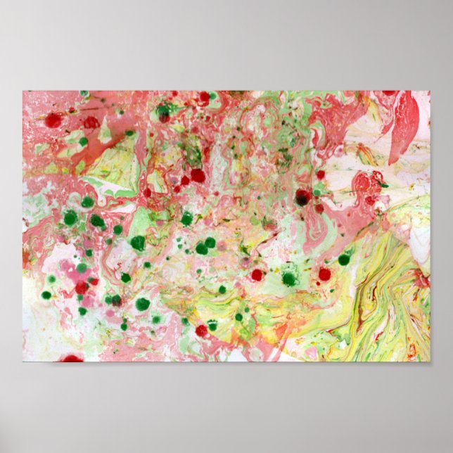 Póster Abstract Art Green Pink Red Yellow Modern Colorful (Frente)